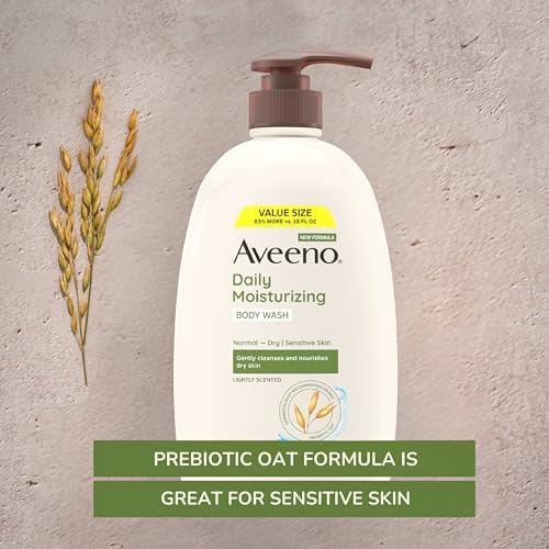 Aveeno Daily Moisturizing Body Wash for Women and Men for Dry & Sensitive Skin, Paraben, Soap & Dye-Free, Gentle Shower Cleanser, Dermatologist Recommended Brand, Lightly Scented, 33 Fl Oz (Pack of 3) - Image 6
