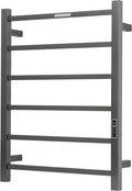 Electric Heated Towel Warmer - Wall Mounted Bathroom Towel Rack, Plug-in Design & Brushed Stainless Steel 6 Bar Gunmetal with Timer & Temperature Control