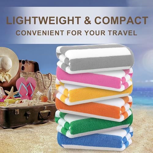 Genovega 4 Packs Oversized Stripe Beach Towel Thin Set for Women Men in Absorbent Big Extra Large XL Clearance Travel Family Toweling Accessories Essentials Adults Gift - Image 6