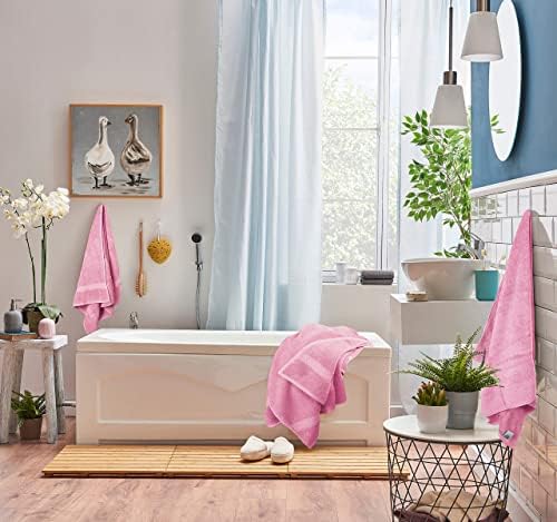 Utopia Towels 8 Piece Luxury Towel Set – Majestic Plush, Super Absorbent & Quicker-to-Dry, Thick 100% Ring Spun Cotton Towels for Bathroom, Spa & Hotel – 2 Bath, 2 Hand, 4 Washcloths, Pink (Pack of 2) - Image 5