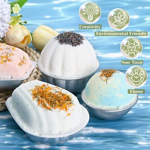 JUYRLE Bath Bomb Making Kit- 23Pcs DIY Bath Bombs for Women, Make Your Own SPA Products, Soap Making Kit with Stainless Steel Molds, Bath Foam, Bath & Bathing Shower Accessories Gifts for Girls Women - Image 3