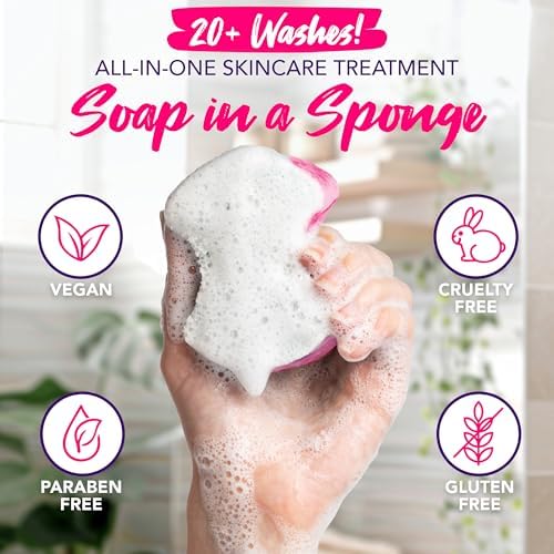 Spongables Pedi Scrub Foot Exfoliating 5+ Wash Travel Sponge, Lavender, 6 Count - Image 3