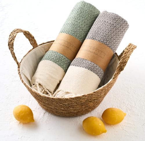 BAY LAUREL Turkish Hand Towel – Pack of 2 | Soft & Absorbent Decorative Towels for Bathroom, Hand, Face, Hair, Gym, Yoga, SPA, Kitchen & Tea | Boho Decor (Army Green, Diamond 16x40 Inches (Set of 2) - Image 5