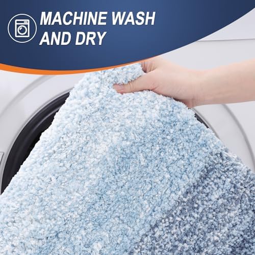 OLANLY Bathroom Runner Rugs Mat 70x20, Extra Soft Absorbent Microfiber Bath Rugs, Rubber Backing, Quick Dry, Washable Long Bath Mats for Bathroom Floor, Tub and Shower, Home Decor Accessories, Blue - Image 6