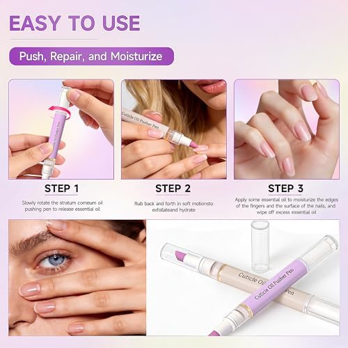 2 Pcs 2-in-1 Cuticle Oil Pusher Pen - 2026 New Ceramic Cuticle Pen,No Leak Travel Size Cuticle Pusher Pen With Oil,Moisturizing And Brightening Instant Keratin Removal Tool For Dry Damaged Nails - Image 4
