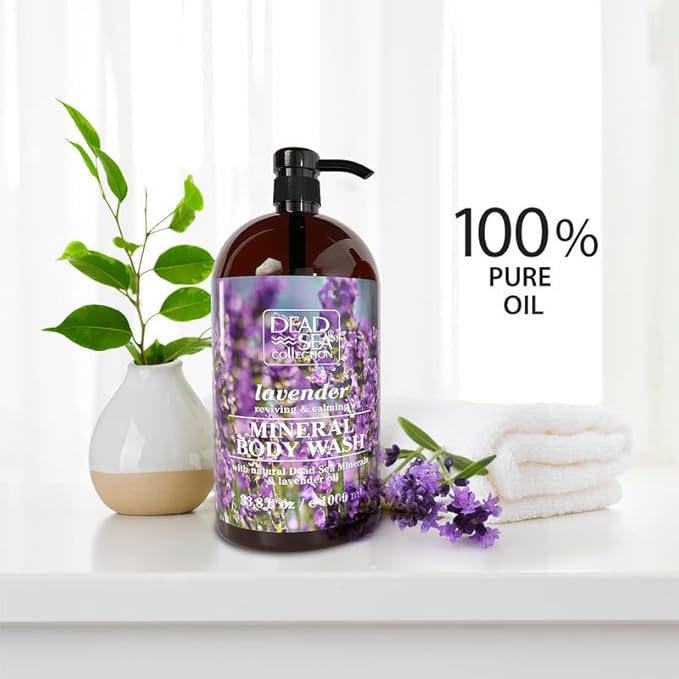 Dead Sea Collection Lavender Body Wash for Women and Men - with Pure Dead Sea Minerals and Lavender Oil - Gentle Cleanses and Moisturizes Skin - Pack of 2 (67.6 fl. oz)