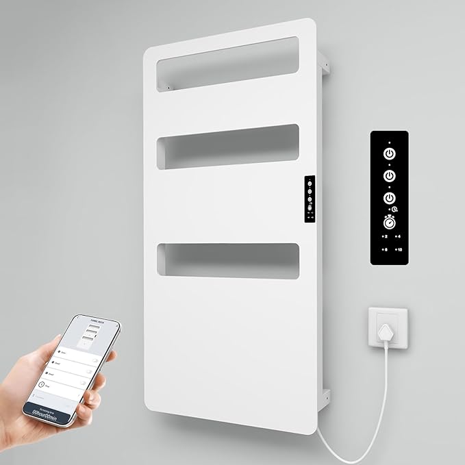 Towel Warmer with Timer for Bathroom, WiFi App Remote Control, Heated Towel Rack Wall Mounted, Electric Towel Warmers, Bath Towel Heater, Bath Towel Dryer, Hardwired or Plug-in - 35.4 x18 inch