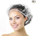 Aquior Shower Cap Disposable, 50 PCS Bath Caps Larger Thick Clear Waterproof Plastic Elastic Hair Bath Caps for Women, Hotel Travel Essentials Accessories Deep Conditioning Hair Care Cleaning Supplies