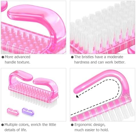 Larbois Handle Grip Nail Brush, Hand Fingernail Brush Cleaner Scrubbing Kit Pedicure for Toes and Nails Men Women (4 Pack) - Image 5