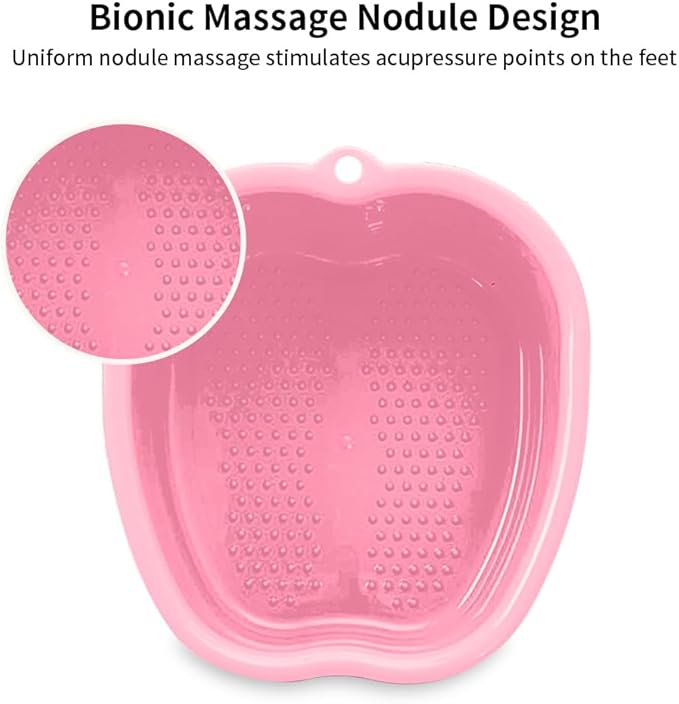 Foot Soaking Tub Sturdy Soaking Feet Bucket Large Size Foot Basin Thickened Massager Tub with Raised Massage Nodes Exfoliation Callus Pedicure Foots Spa Bath Bucket (Pink)