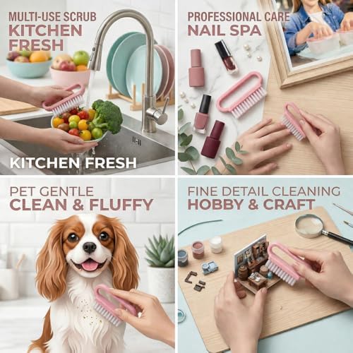 4 Pcs Nail Brush for Cleaning Fingernails, Nail Brush Handle Grip Brush for Nail and Toes,Pedicure Brushes for Men and Women, Fingernail Scrub Cleaning Brushes - Image 6