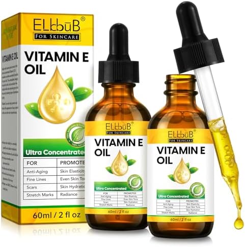 ELBBUB Premium Vitamin E Oil - Ultra Concentrated - Moisturizes, Improves Appearance of Scars & Stretch Marks, Skin Hydration - for Face, Body, Hair, and Nails by NourishYourSkinNaturally