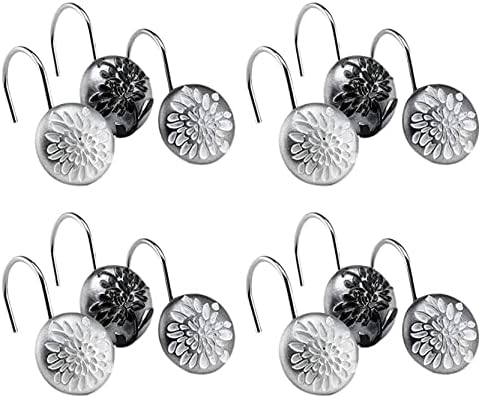 Zahari Home 13pc Erica Bathroom Fabric Shower Curtain Sets Bathroom Shower Curtain & 12 Shower Bathroom Hooks Modern Classic Luxury Contemporary Decor Grey Shower Curtain Stylish Bath Sets - Image 4