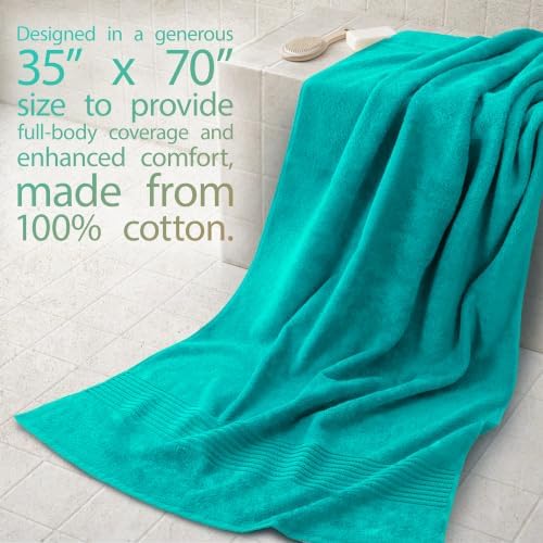 Cotton Paradise 100% Cotton Hand Towels, 2 Piece 35x70 Hand Bath Towels, Turquoise - Image 2