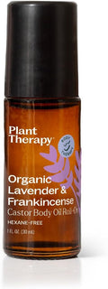 Plant Therapy Organic Lavender & Frankincense Castor Body Oil Roll-On 30 mL (1 oz) Soothes Dryness, and Skin Irritation, Calming Aroma, Relaxation, Pure, Organic Formula, Healing Benefits