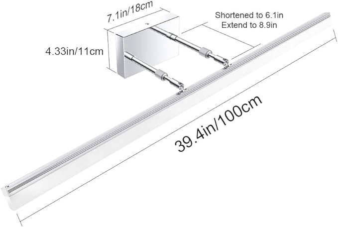 Aipsun 40 inch Modern LED Vanity Lights Adjustable Bathroom Light Fixtures Over Mirror Chrome Vanity Lighting 5500K
