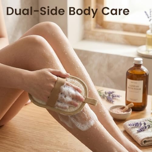 Exfoliating Body Scrubber (2 Pack), Body Scrubber Exfoliator, Exfoliating Sponge for Shower Bath, Shower Loofah Luffa Lufa with Handle for Men Women, Dead Skin Exfoliator for Body Scrub - Image 5