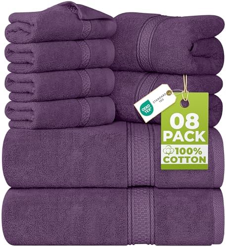 Utopia Towels 8 Piece Majestic Plush Luxury Towel Set, Cotton, Plum by UTOPIATOWELS