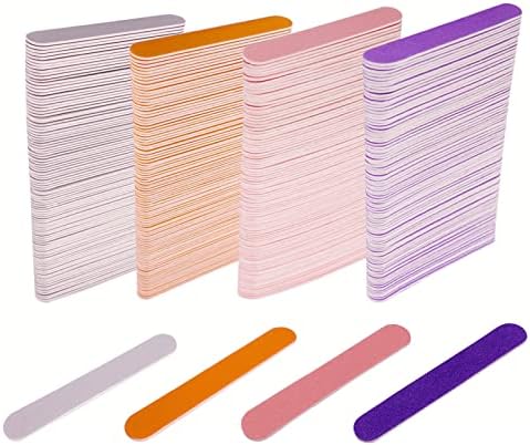 Mini Nail Files Bulk (400 Pcs), Double Sided Emery Board Nail File for Nature Nails, Manicure Tool Set Disposable Colorful Nail File for Home Salon Use Travel Size Men Women Kids Wood Board by GigaGround