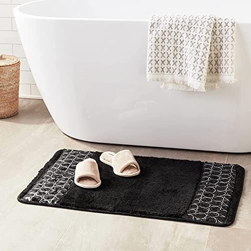 Zahari Home Sinatra Black Bathroom Rug Classic Luxury Bath Rug Contemporary Decor Black Bath Mat for Shower Unique Design Stylish Bathroom Rug Bath Shower Tub Decor Bling - Image 4