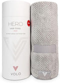 VOLO Hero Hair Towel – Ultra Soft Nanoweave™ Microfiber, Super Absorbent Quick Dry, Reduces Dry Time 50%, Anti-Frizz & Breakage, Secure Snug Strap, Large Wrap for All Hair Types - Luna Gray