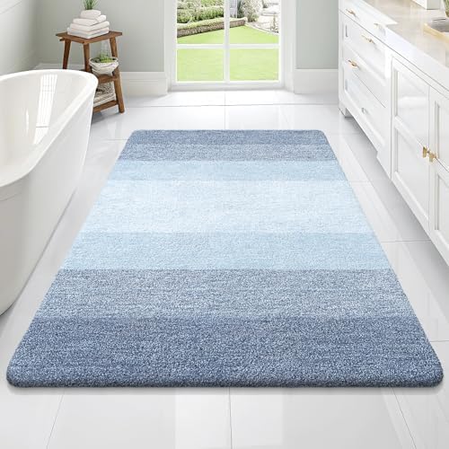 OLANLY Large Bathroom Rugs Mat 70x46, Extra Soft Absorbent Microfiber Bath Rugs, Rubber Backing, Quick Dry, Machine Washable Bath Mats for Bathroom Floor, Tub and Shower, Home Decor Accessories, Blue by OLANLY