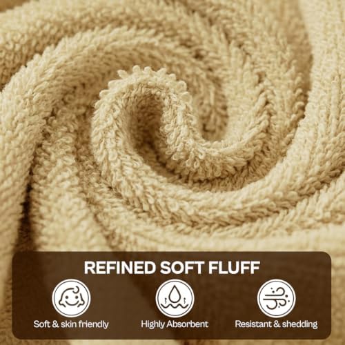 Utopia Towels 12 Pack Washcloths, 12x12 in, 100% Cotton, Beige - Image 3