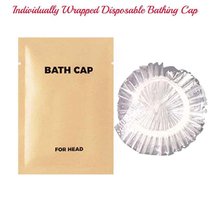 50PCS Portable Individually Wrapped Disposable Shower Caps, Plastic Waterproof Elastic Pocket Hair Bath Caps,Multipurpose Travel Shower Caps, Perfect for Hair Treatment, Salon, Spa, Hotel,Home,Travel