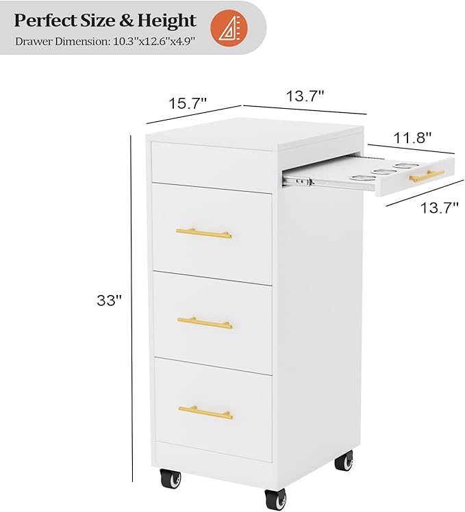 Wood Salon Trolley with Wheels - Mobile Storage Organizer for Hair Stylist, Barbershop & Spa