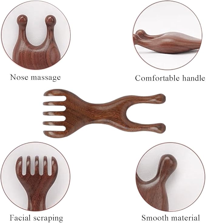 OULIGET Natural Wooden Nose Guasha Massage Tools Anti-Static, Eyes Facial Wood Gua Sha Tool,face Manual Massager Tool, Multifunctional Handheld Meridians Acupoint Massage Tool,1 Pieces