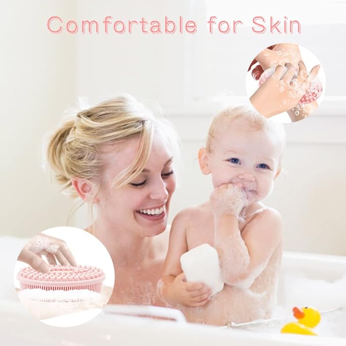 3 Pack Silicone Body Scrubber, Soft Silicone Loofah Exfoliating Body Scrubber, Silicone Body Brush Bath Shower Scrubber for Body, 2 in 1 Bath and Shampoo Wash Brush for Skin Exfoliation Men Women