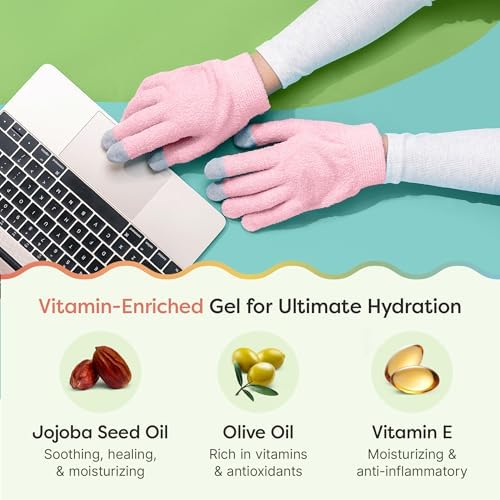 ZenToes Moisturizing Gloves for Dry Hands, Media Tips, Fuzzy, 1 Pair - Image 4