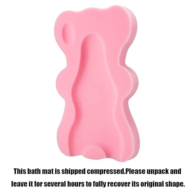 PandaEar Baby Bath Sponge Infant Soft Sponge Mat, Baby Bath Mat Newborn Odor Free Bath Cushion(Pink)