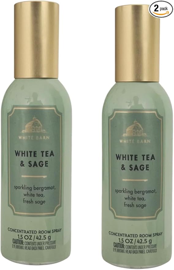 Bath and Body Works 2 pack White Tea & Sage (1.5 oz / 42.5 g) Concentrated Room Spray