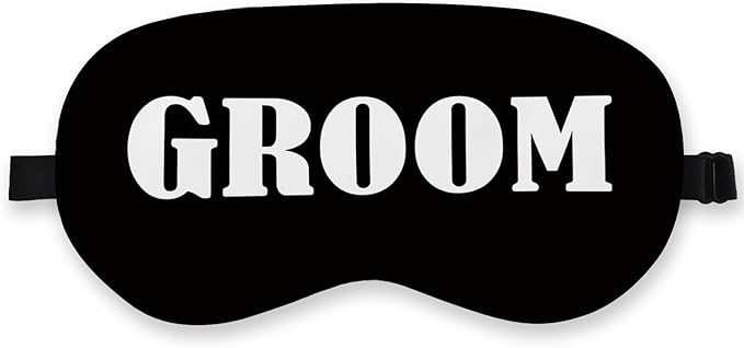 Groom Silk Eye Mask for Sleeping, Groom Black Eye Mask,Bachelorette Gifts Blindfold Adjustable Strap Night Sleep Mask for Bride Groom, Engagement Wedding Gifts Sleeping Mask Eye Cover