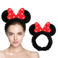 JIAHANG Mouse Ears Facial Spa Headbands, Coral Fleece Wash Face Hair Band, Velvet Bow Shower Hair Band for Girls Women Make up Hair Accessories