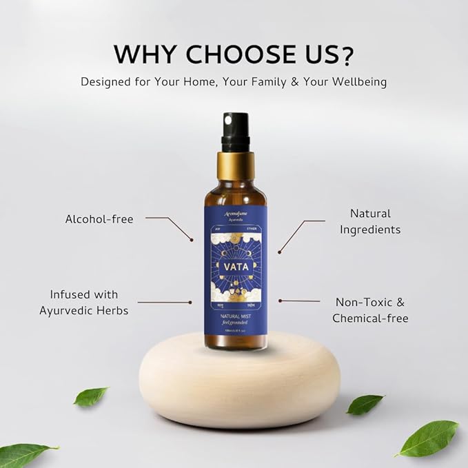 Orange & Vanilla Ayurveda Mist | Vata Balancing Room Spray | Air Freshener | Home Fragrance | Use for Aromatherapy, Relaxation, Sleep, Stress Relief | Reiki, Yoga, Meditation Mist |100ml | Aromafume