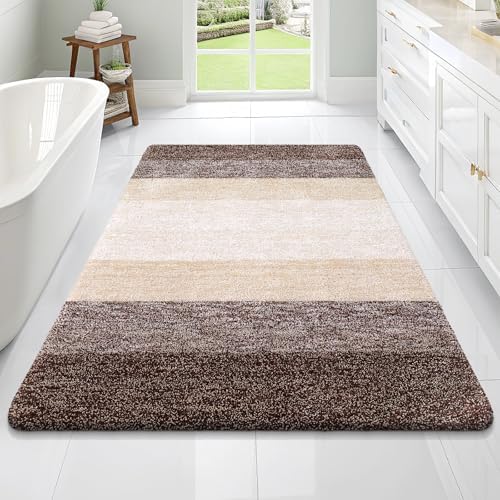 OLANLY Large Bathroom Rugs Mat 70x46, Extra Soft Absorbent Microfiber Bath Rugs, Rubber Backing, Quick Dry, Machine Washable Bath Mats for Bathroom Floor, Tub and Shower, Home Decor Accessories, Brown by OLANLY