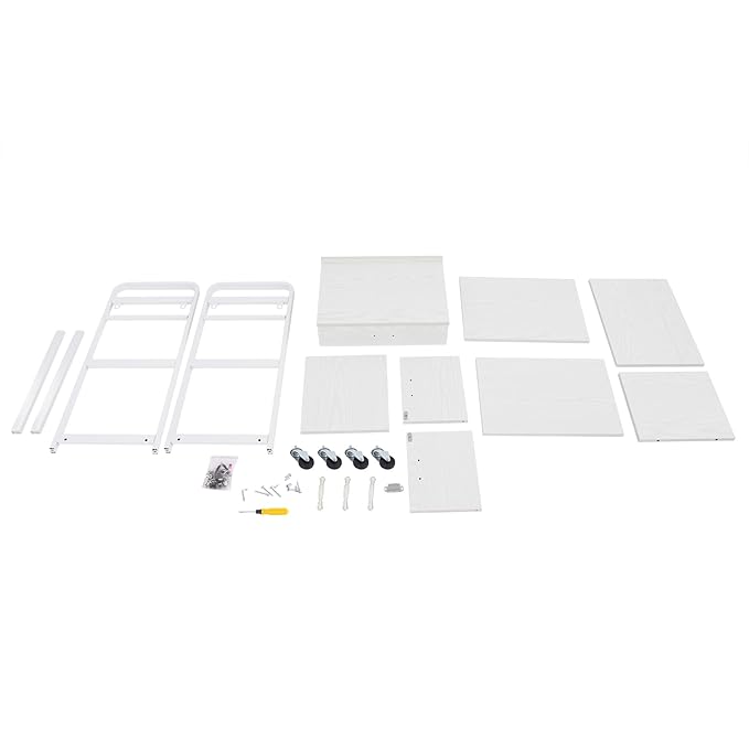 Salon Trolley Cart with Wheels, Mobile Utility Storage Cabinet with 1 Drawer & Shelves, 165lbs Load Capacity Rolling Cart for Beauty SPA Nail Salon, White