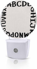 Night Lights Auto Sensor Alphabet Night Light Beige Modern Minimalist Letter Round Lamp Plug-in LED Nightlights Dusk to Dawn for Living Room Bedroom Bathroom Hallway Wall Decor