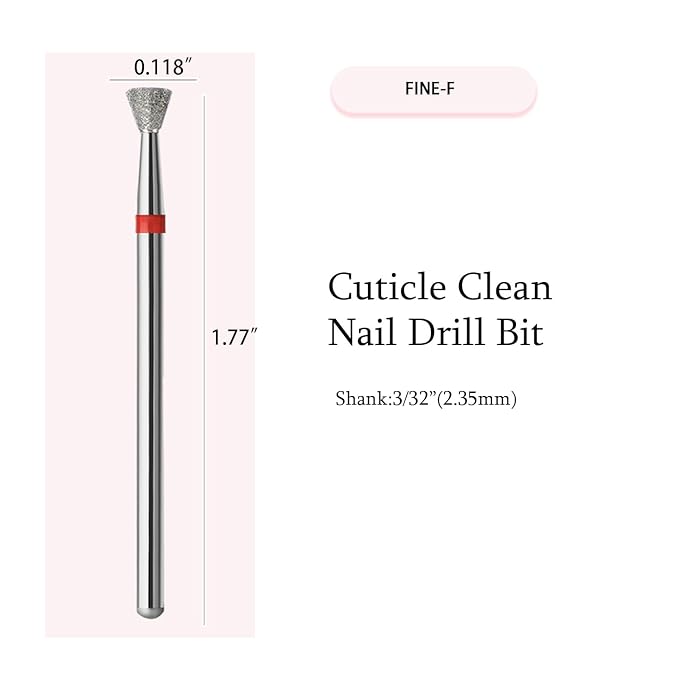 10pcs Inverted Cone Cuticle Drill Bits, Carbide Diamond Nail Bits for Dead Skin Removal & Nail Shaping, 3/32'' Two Way Rotate, Professional Manicure Pedicure Salon Tools(3mm Inverted Cone Bit, Fine-F)