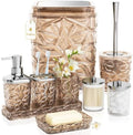 Bathroom Accessory Set, 9-Piece Brown Bathroom Set with Trash Can, Toilet Brush, Soap Dispenser, Soap Dish, Toothbrush Holder, Tumbler, Q-tip Holders & Tray, for Hotel/Apartment, Housewarming Gift by Unknown