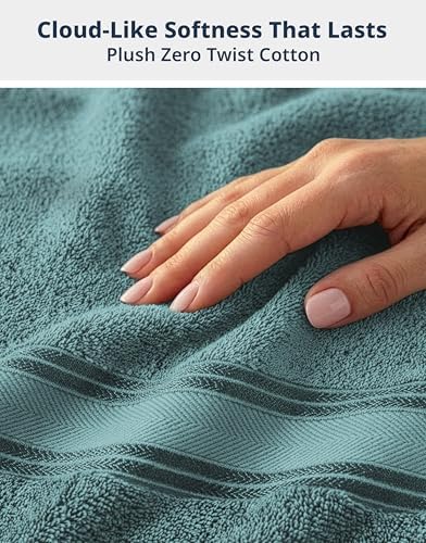 LANE LINEN Bath Towel Set 100% Cotton 12 Piece Soft Absorbent - Teal - Image 5