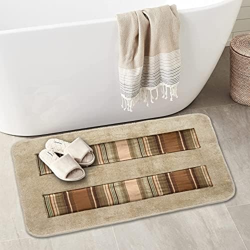 Zahari Home Contempo Modern Bathroom Rug Classic Luxury Bath Rug Contemporary Decor Beautiful Shower Mat Unique Design Stylish Washable Bathroom Rug Striped Bath Rug Bath Shower Tub Décor - Image 2