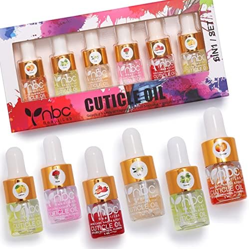 Cuticle Oil Set - 6pcs with Flowers, Vitamin E for Nail Repair & Strengthening by nbcBeautiLab