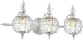 Brushed Nickel Bathroom Vanity Light Fixture Vintage Style - 3 Light G9 Bulb Compatible, 23" Wide Bathroom Lighting Over Mirror with Hand-Etched Glass Shades, Easy Mount for Makeup Area