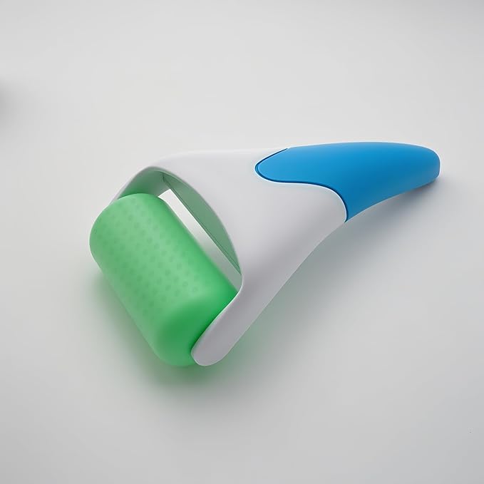 Chikoni 3 in 1 Ficial Face Ice Jade Roller and Gua Sha Tool, 100% Natural Real Jade Anti-Wrinkle Face Eye Neck Massager Tool, Reduce Wrinkles, Puffiness, Migraine, Redness, Pain and Injury (Blue)