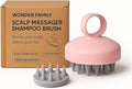 WONDER FAMILY Silicone Scalp Scrubber for Dandruff – Serum, Balm, & Hair Oil Applicator – Scalp Massager Hair Growth for Men, Women – Shampoo Massager Brush or Head Scratcher (Pink)