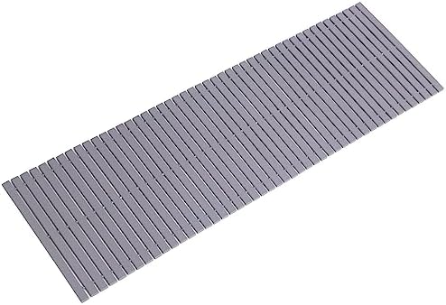 Bath Mat Bathroom Runner Long Large Rugs Floor Wood Shower Bathtub Waterproof Non Slip Accessories 16x48 Inch Easy to Clean, Striped Grey, 1 pc by Fovlaurs