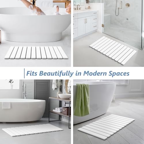 AWW Foldable Stone Bath Mat, Diatomaceous, 31.5"x15.7", White - Image 5